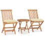 Folding garden dining set 3 pieces teak wood cushions by vidaXL, Garden sets - Ref: Foro24-3063188, Price: 165,79 €, Discount: %