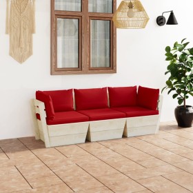 3-Sitzer-Gartensofa aus Paletten mit Kissen aus Tannenholz von vidaXL, Gartensets - Ref: Foro24-3063402, Preis: 247,76 €, Rab...