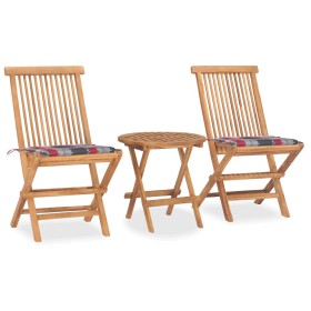 Klappbare Garten-Essgruppe, 3-teilig, Kissen aus Teakholz von vidaXL, Gartensets - Ref: Foro24-3063184, Preis: 174,99 €, Raba...