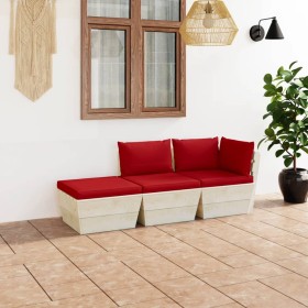 Garden furniture made of 3-piece pallets and fir wood cushions by vidaXL, Garden sets - Ref: Foro24-3063426, Price: 204,99 €,...