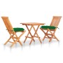 3-teiliges Bistroset aus massivem Teakholz mit grünen Kissen von vidaXL, Gartensets - Ref: Foro24-3063245, Preis: 176,01 €, R...