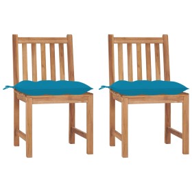 Garden chairs 2 units solid teak wood with cushions by vidaXL, Garden chairs - Ref: Foro24-3062935, Price: 210,37 €, Discount: %