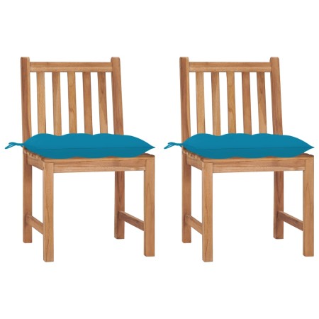 Garden chairs 2 units solid teak wood with cushions by vidaXL, Garden chairs - Ref: Foro24-3062935, Price: 203,99 €, Discount: %