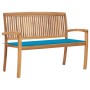 Stackable garden bench with solid teak wood cushion 128.5 cm by vidaXL, garden benches - Ref: Foro24-3063283, Price: 188,86 €...