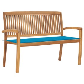 Stackable garden bench with solid teak wood cushion 128.5 cm by vidaXL, garden benches - Ref: Foro24-3063283, Price: 184,99 €...