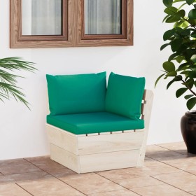 Ecksofa aus Gartenpaletten mit imprägnierten Tannenkissen von vidaXL, Modulare Sofas für den Außenbereich - Ref: Foro24-30633...