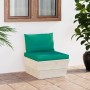 Central sofa made of garden pallets with impregnated fir wood cushions by vidaXL, Modular outdoor sofas - Ref: Foro24-3063365...