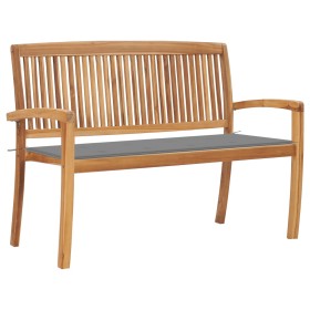 Stackable garden bench with solid teak wood cushion 128.5 cm by vidaXL, garden benches - Ref: Foro24-3063280, Price: 184,99 €...