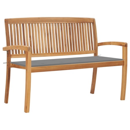 Stackable garden bench with solid teak wood cushion 128.5 cm by vidaXL, garden benches - Ref: Foro24-3063280, Price: 185,18 €...