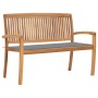 Stackable garden bench with solid teak wood cushion 128.5 cm by vidaXL, garden benches - Ref: Foro24-3063280, Price: 185,18 €...