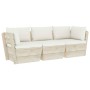 3-Sitzer-Gartensofa aus Paletten mit Kissen aus Tannenholz von vidaXL, Gartensets - Ref: Foro24-3063398, Preis: 287,85 €, Rab...