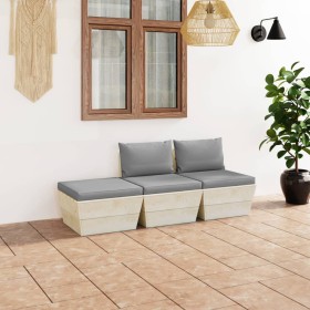 Garden furniture made of 3-piece pallets and fir wood cushions by vidaXL, Garden sets - Ref: Foro24-3063409, Price: 221,47 €,...