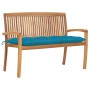 Stackable garden bench and cushion solid teak wood 128.5 cm by vidaXL, garden benches - Ref: Foro24-3063298, Price: 189,21 €,...