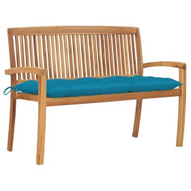 Stackable garden bench and cushion solid teak wood 128.5 cm by vidaXL, garden benches - Ref: Foro24-3063298, Price: 184,99 €,...