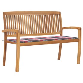 Stackable garden bench and solid teak wood cushion 128.5 cm by vidaXL, garden benches - Ref: Foro24-3063292, Price: 188,99 €,...