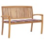 Stackable garden bench and solid teak wood cushion 128.5 cm by vidaXL, garden benches - Ref: Foro24-3063292, Price: 188,99 €,...