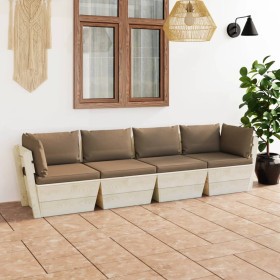 4-Sitzer-Gartensofa aus Paletten mit Kissen aus Tannenholz von vidaXL, Gartensets - Ref: Foro24-3063452, Preis: 326,35 €, Rab...