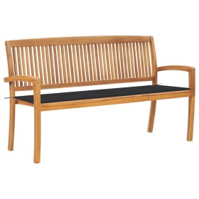 Stackable garden bench with solid teak wood cushion 159 cm by vidaXL, garden benches - Ref: Foro24-3063306, Price: 246,99 €, ...