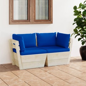 2-seater garden pallet sofa with fir wood cushions by vidaXL, Garden sets - Ref: Foro24-3063394, Price: 163,35 €, Discount: %