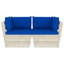 2-seater garden pallet sofa with fir wood cushions by vidaXL, Garden sets - Ref: Foro24-3063394, Price: 167,74 €, Discount: %