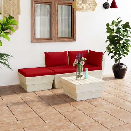 Garden furniture made of 4-piece pallets and fir wood cushions by vidaXL, Garden sets - Ref: Foro24-3063438, Price: 231,68 €,...