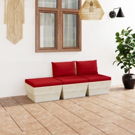 Garden furniture made of 3-piece pallets and fir wood cushions by vidaXL, Garden sets - Ref: Foro24-3063414, Price: 204,44 €,...