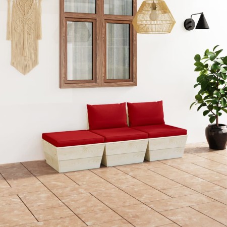 Garden furniture made of 3-piece pallets and fir wood cushions by vidaXL, Garden sets - Ref: Foro24-3063414, Price: 204,99 €,...