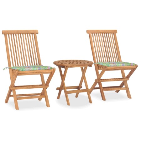 Folding garden dining set 3 pieces teak wood cushions by vidaXL, Garden sets - Ref: Foro24-3063183, Price: 174,12 €, Discount: %