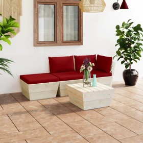 Garden furniture made of 4-piece pallets and fir wood cushions by vidaXL, Garden sets - Ref: Foro24-3063441, Price: 227,99 €,...