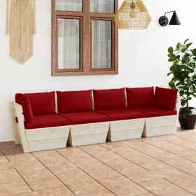 4-Sitzer-Gartensofa aus Paletten mit Kissen aus Tannenholz von vidaXL, Gartensets - Ref: Foro24-3063450, Preis: 399,15 €, Rab...