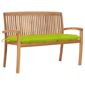 Stackable garden bench and cushion solid teak wood 128.5 cm by vidaXL, garden benches - Ref: Foro24-3063305, Price: 188,99 €,...