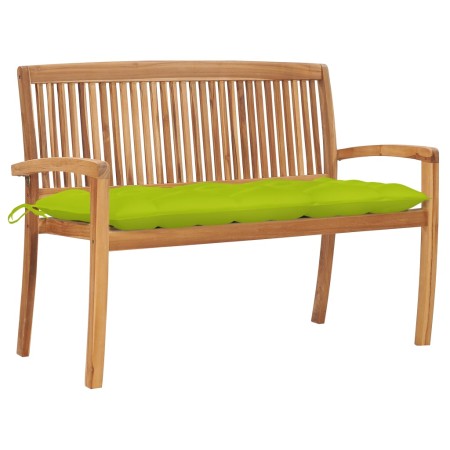 Stackable garden bench and cushion solid teak wood 128.5 cm by vidaXL, garden benches - Ref: Foro24-3063305, Price: 189,80 €,...