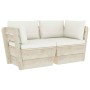 2-seater garden pallet sofa with fir wood cushions by vidaXL, Garden sets - Ref: Foro24-3063386, Price: 179,99 €, Discount: %