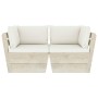 2-seater garden pallet sofa with fir wood cushions by vidaXL, Garden sets - Ref: Foro24-3063386, Price: 179,99 €, Discount: %