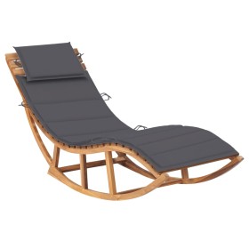 Tumbona mecedora con cojín madera maciza de teca de vidaXL, Tumbonas - Ref: Foro24-3063333, Precio: 273,04 €, Descuento: %