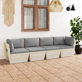 4-Sitzer-Gartensofa mit Kissen aus Tannenholz von vidaXL, Gartensets - Ref: Foro24-3063445, Preis: 316,92 €, Rabatt: %