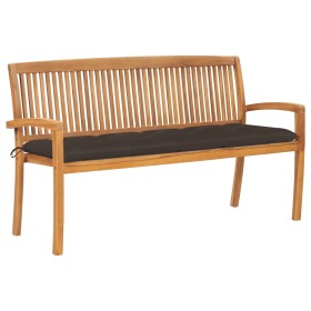 Stackable garden bench with solid teak wood and cushion, 159 cm. by vidaXL, garden benches - Ref: Foro24-3063329, Price: 257,...