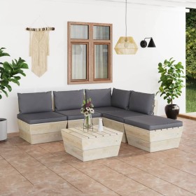 6-piece pallet garden furniture and fir wood cushions by vidaXL, Garden sets - Ref: Foro24-3063540, Price: 417,99 €, Discount: %