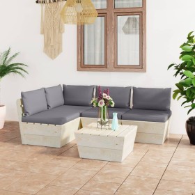 5-piece pallet garden furniture and fir wood cushions by vidaXL, Garden sets - Ref: Foro24-3063480, Price: 330,99 €, Discount: %