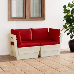 2-seater garden pallet sofa with fir wood cushions by vidaXL, Garden sets - Ref: Foro24-3063390, Price: 156,99 €, Discount: %