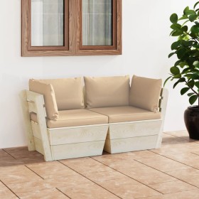 2-seater garden pallet sofa with fir wood cushions by vidaXL, Garden sets - Ref: Foro24-3063387, Price: 198,99 €, Discount: %