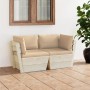 2-Sitzer-Gartensofa aus Paletten mit Kissen aus Tannenholz von vidaXL, Gartensets - Ref: Foro24-3063387, Preis: 204,77 €, Rab...