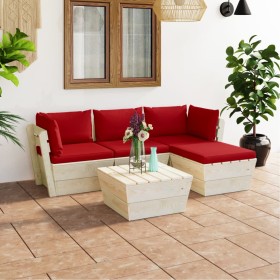 Garden furniture made of 5-piece pallets and fir wood cushions by vidaXL, Garden sets - Ref: Foro24-3063474, Price: 304,39 €,...