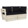 2-seater garden pallet sofa with fir wood cushions by vidaXL, Garden sets - Ref: Foro24-3063391, Price: 175,22 €, Discount: %