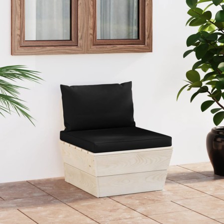 Zentrales Sofa aus Gartenpaletten mit imprägnierten Tannenholzkissen von vidaXL, Modulare Sofas für den Außenbereich - Ref: F...