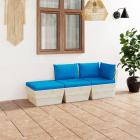 Garden furniture made of 3-piece pallets and fir wood cushions by vidaXL, Garden sets - Ref: Foro24-3063424, Price: 212,99 €,...