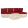 5-piece pallet garden furniture and fir wood cushions by vidaXL, Garden sets - Ref: Foro24-3063465, Price: 280,77 €, Discount: %