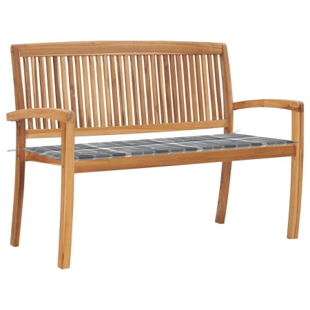 Stackable garden bench and cushion solid teak wood 128.5 cm by vidaXL, garden benches - Ref: Foro24-3063293, Price: 194,06 €,...