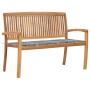 Stackable garden bench and cushion solid teak wood 128.5 cm by vidaXL, garden benches - Ref: Foro24-3063293, Price: 192,99 €,...