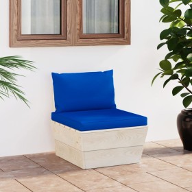 Central sofa made of garden pallets with impregnated fir wood cushions by vidaXL, Modular outdoor sofas - Ref: Foro24-3063370...